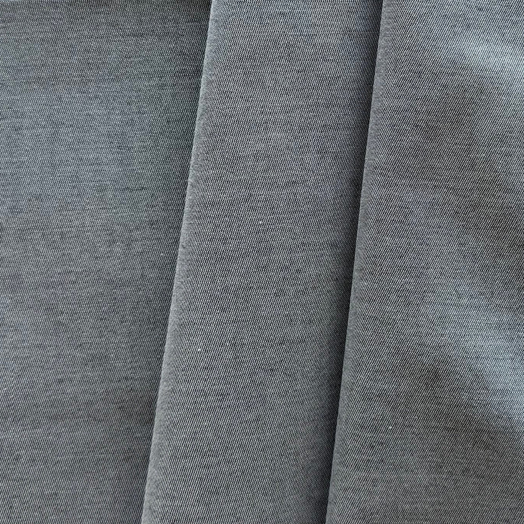 Mid-Weight Grey Melange & Cream Cotton Twill (Made in Italy)
