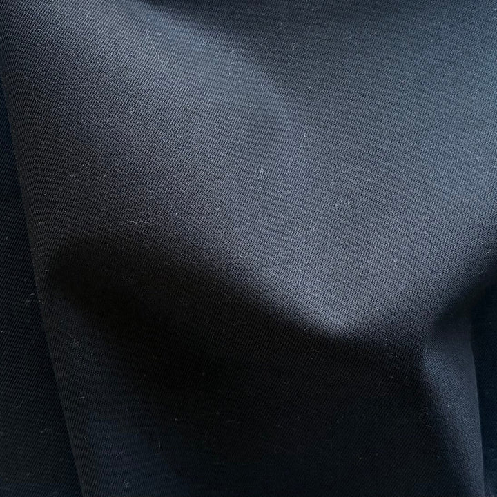 Mid-Weight Onyx Black Cotton Twill (Made in Italy)