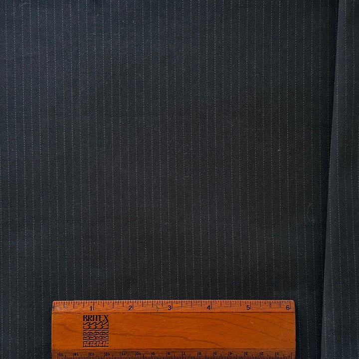 Solbiati Subtle Walnut Brown & Black Striped Cotton Twill Suiting (Made in Italy)
