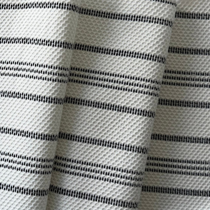 Striped Black & White Chunky Cotton Blend Pique (Made in Italy)