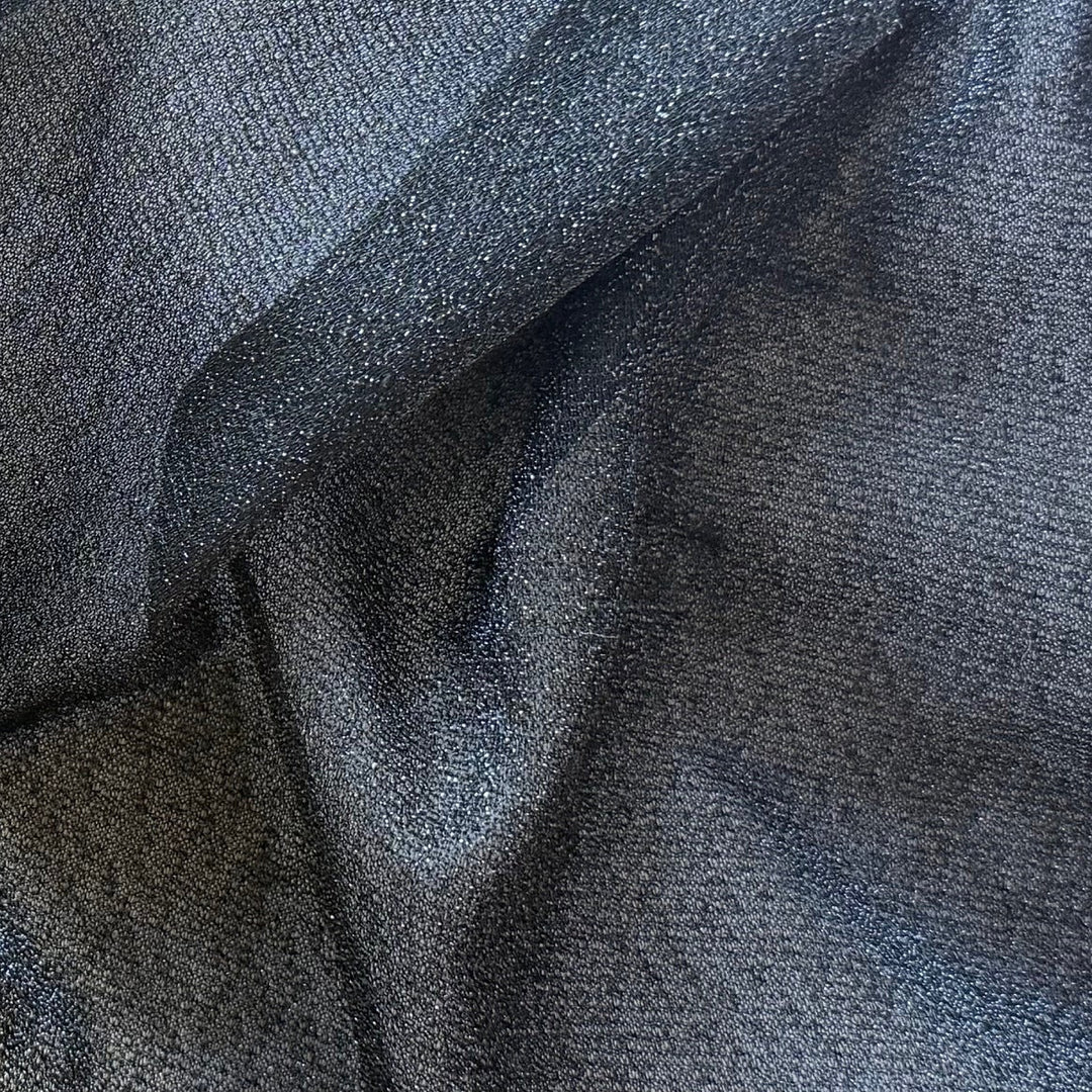 Semi-Sheer Sparkling Black Stretch Polyester Mesh