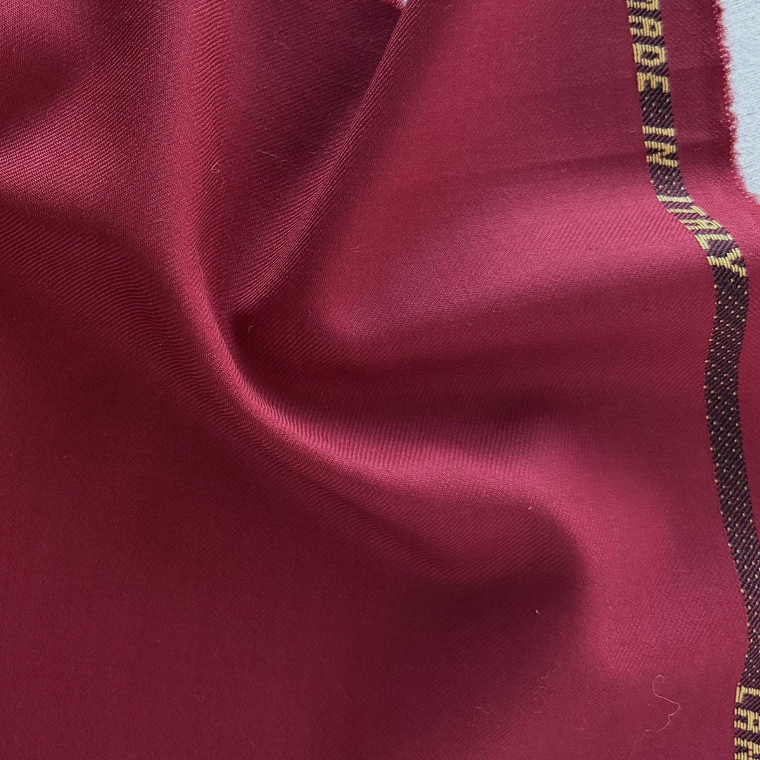 Lighter-Weight Vivid Sangria Selvedged Wool & Silk Twill (Made in Italy)