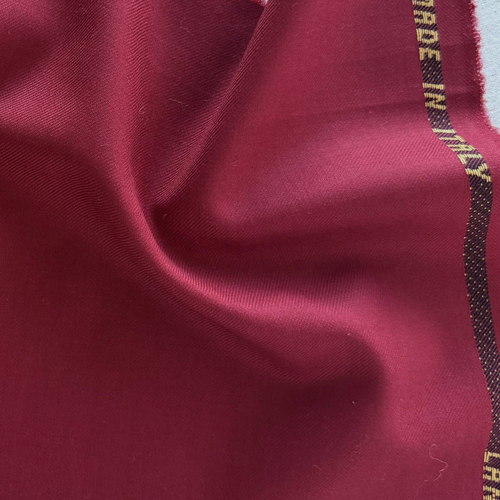 Lighter-Weight Vivid Sangria Selvedged Wool & Silk Twill (Made in Italy)