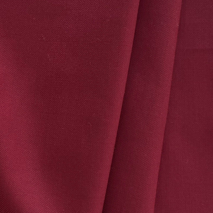 Lighter-Weight Vivid Sangria Selvedged Wool & Silk Twill (Made in Italy)