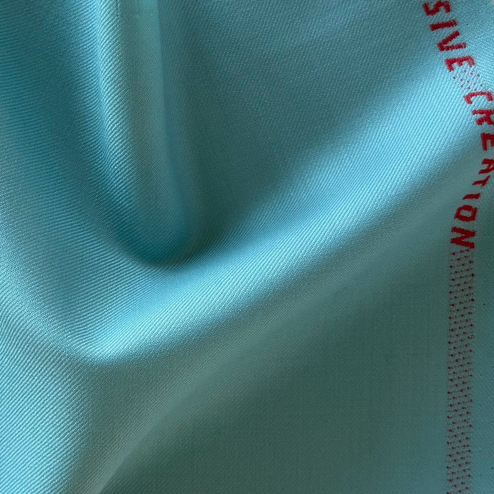 Aquamarine Selvedged Wool Twill (Made in Italy)