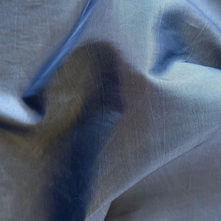 Lighter-Weight Washed Denim Blue Cross-Woven Polyester Taffeta