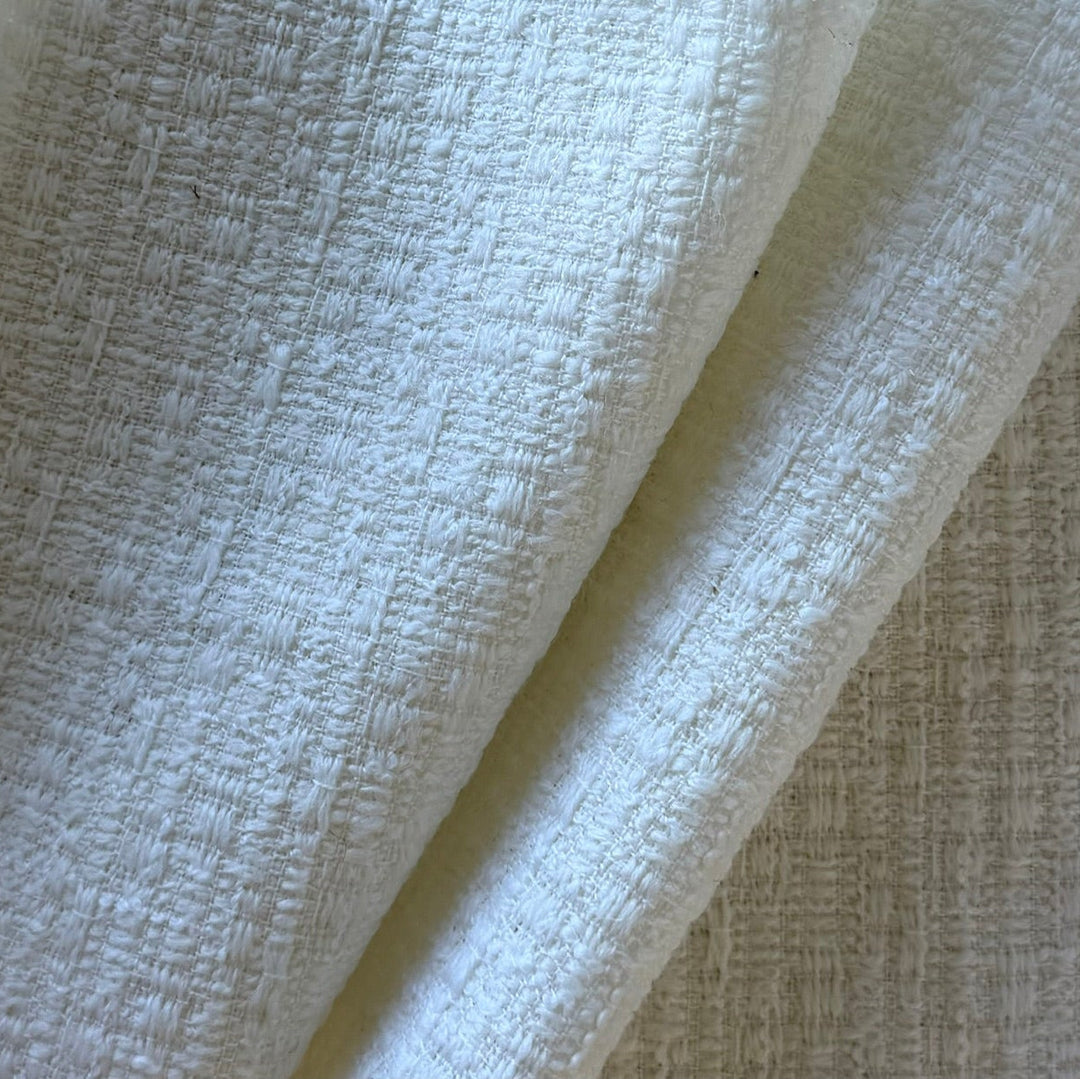 High-End Lighter-Weight Dyed White Selvedged Wool Bouclé (Made in Italy)
