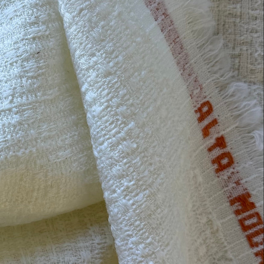 High-End Lighter-Weight Dyed White Selvedged Wool Bouclé (Made in Italy)