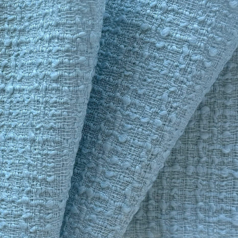 High-End Maya Blue Selvedged Wool Bouclé (Made in Italy)