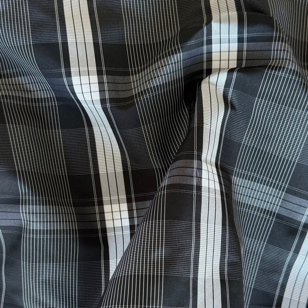 Black & White Plaid Crisp Polyester Taffeta