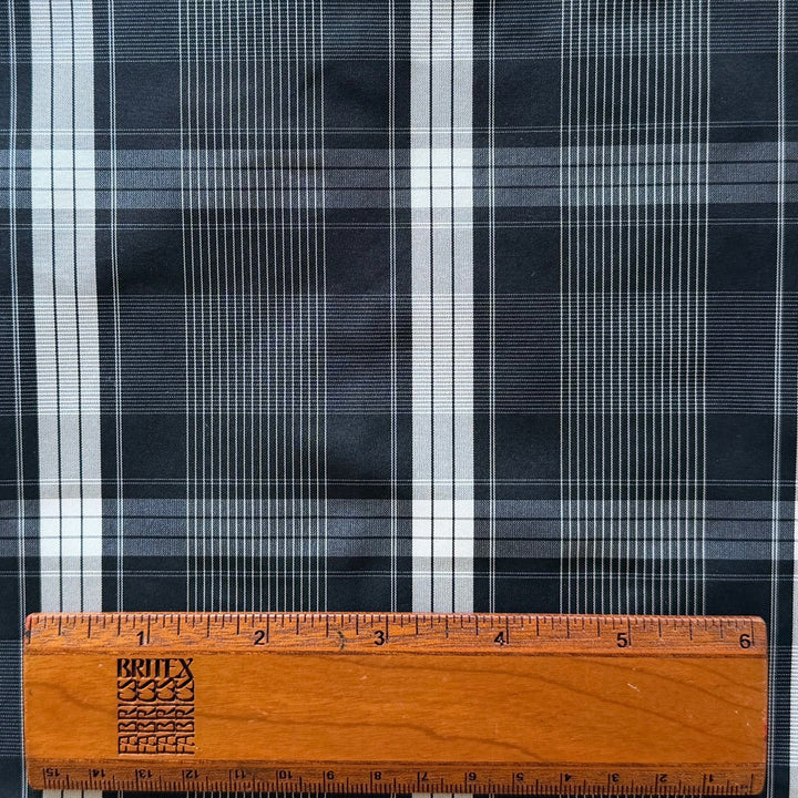 Black & White Plaid Crisp Polyester Taffeta