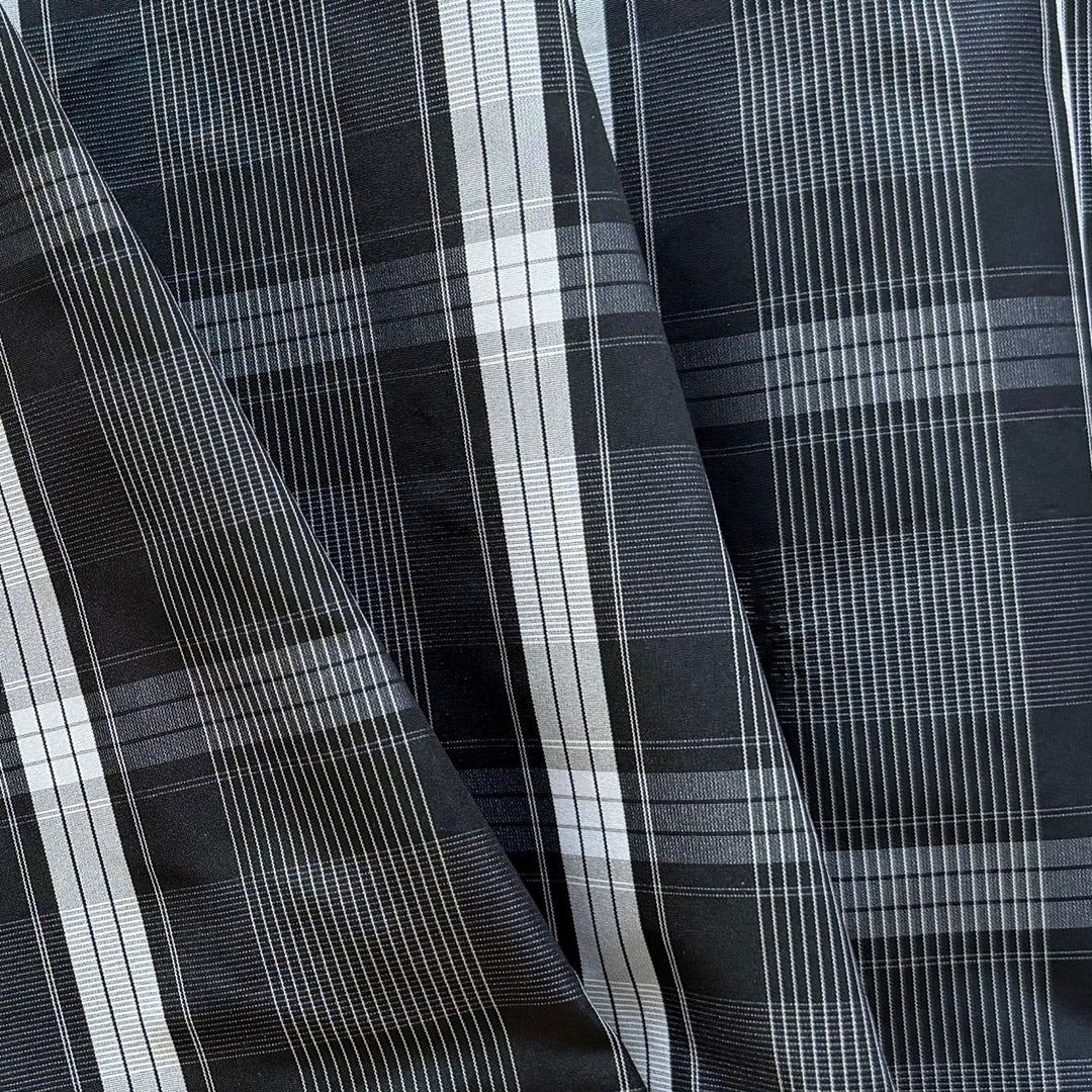 Black & White Plaid Crisp Polyester Taffeta