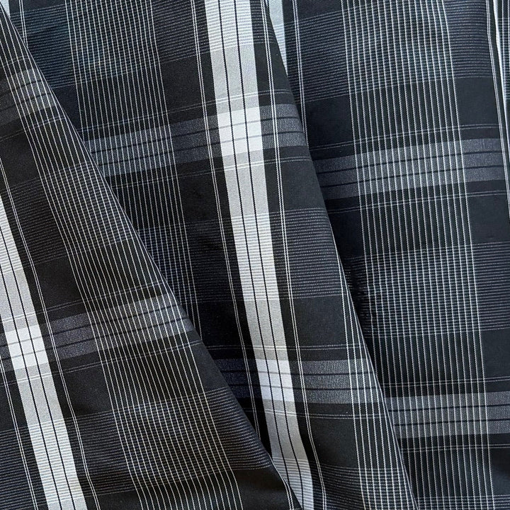Black & White Plaid Crisp Polyester Taffeta