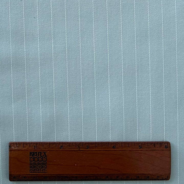 Lighter-Weight Pin-Striped Aqua Mist Selvedged Wool Twill Suiting (Made in Italy)