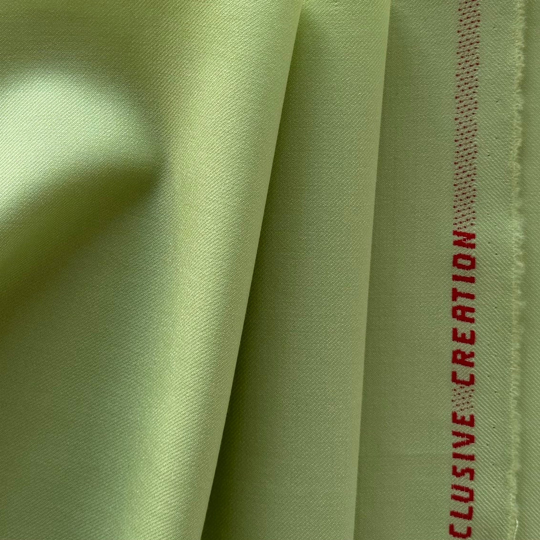 Lighter-Weight Celery Cream Selvedged Wool Twill Suiting (Made in Italy)