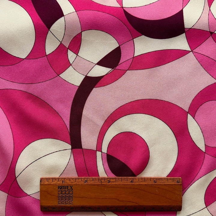 Pucci-Esque Pink & Cream Swirls Silk Crepe de Chine (Made in Italy)
