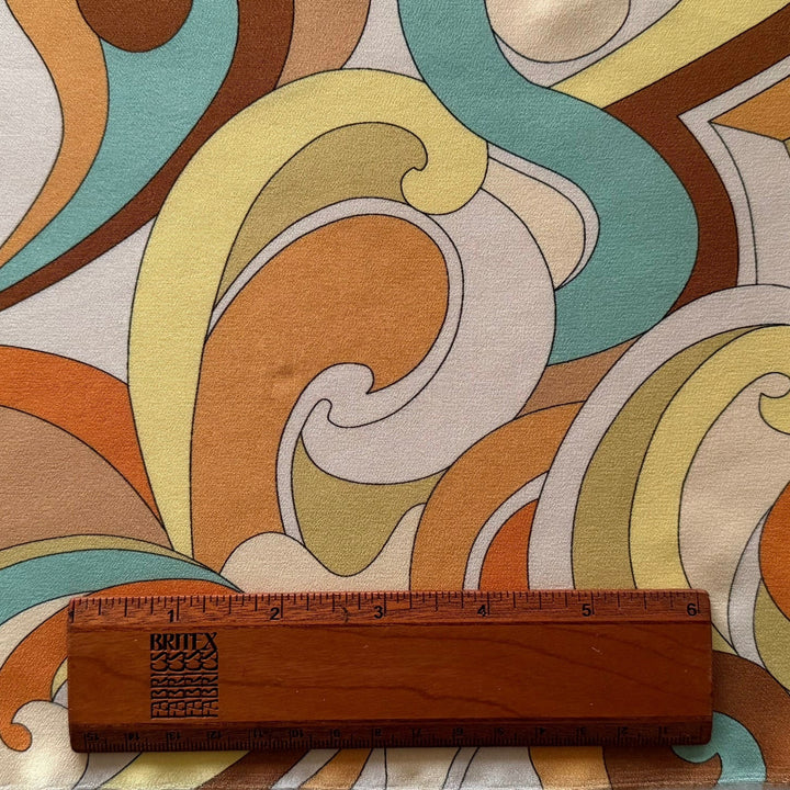 Pucci-Esque Butterscotch Honey Swirls Silk Crepe de Chine (Made in Italy)
