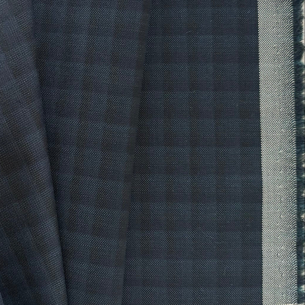 Lighter-Weight Teal, Onyx & Navy Tightly Woven Wool (Made in Italy)