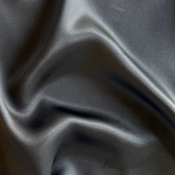 Gleaming Steel Grey Silk Satin Charmeuse (Made in Italy)
