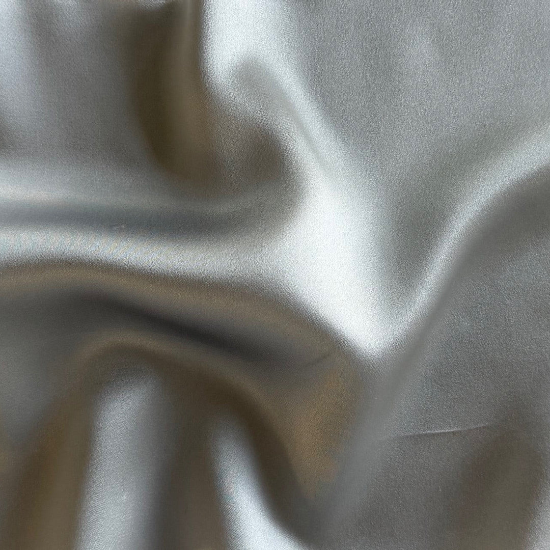 Shimmering Silver Sea Fog Silk Satin Charmeuse (Made in Italy)