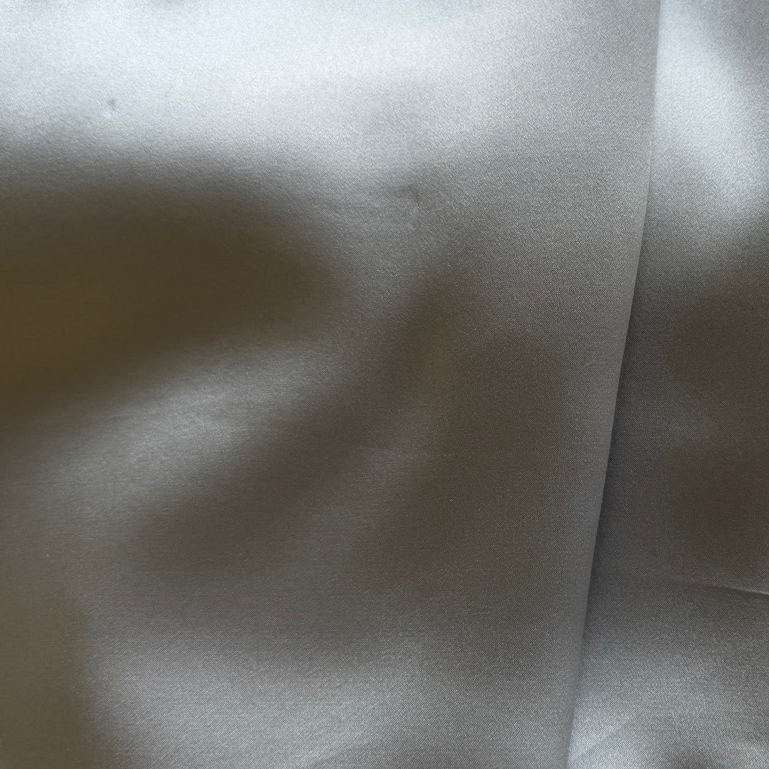 Shimmering Silver Sea Fog Silk Satin Charmeuse (Made in Italy)