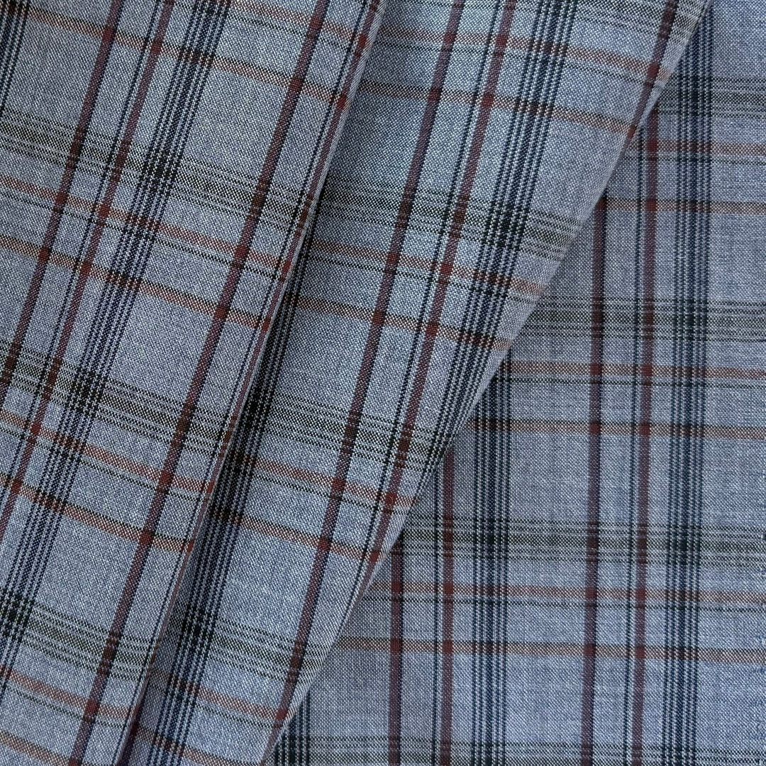 Tessuti Di Delfino Lighter-Weight Modern Subdued Plaid Virgin Wool (Made in Italy)