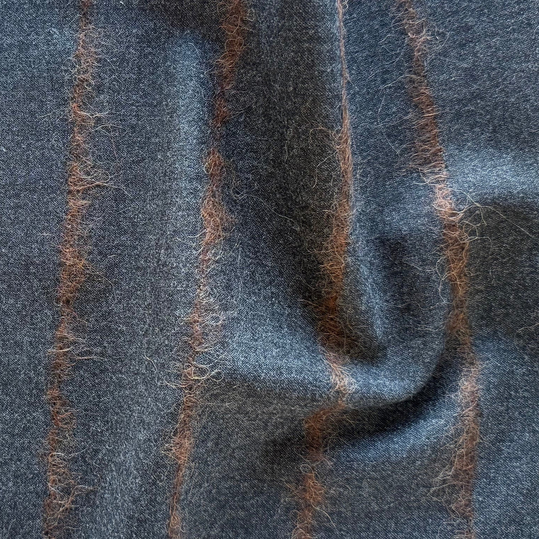 Lanificio di Pray Plaid Charcoal & Walnut Virgin Wool Flannel (Made in Italy)