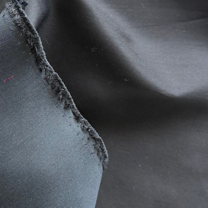 Handsome Midnight Navy Smooth Silk & Cotton Shantung (Made in Italy)