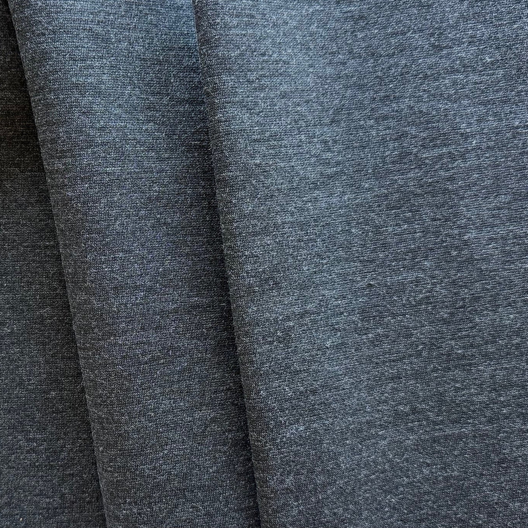 Mid-Weight High Quality Heathered Charcoal Rayon Viscose Blend Ponte Double-Knit