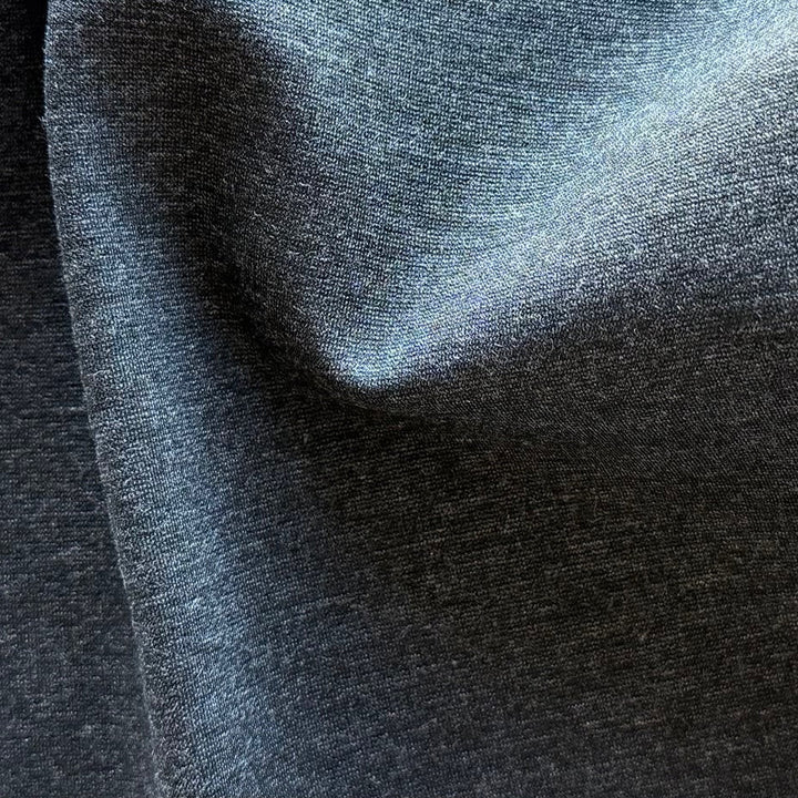 Mid-Weight High Quality Heathered Charcoal Rayon Viscose Blend Ponte Double-Knit