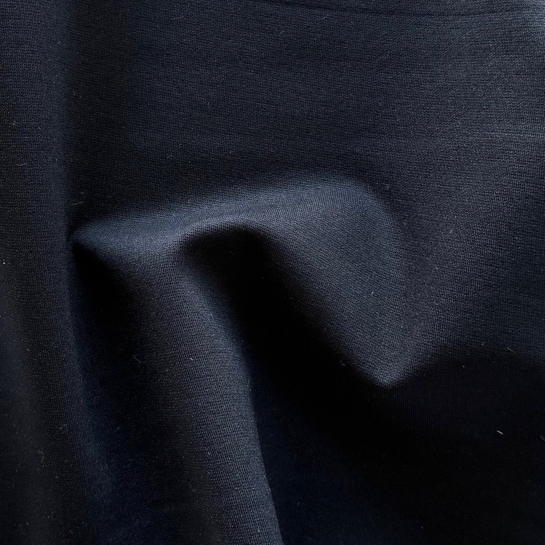 Mid-Weight High Quality Onyx Black Rayon Viscose Blend Ponte Double-Knit