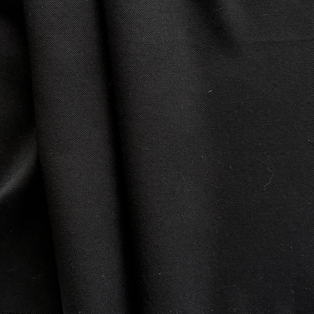 Mid-Weight Obsidian Black 130s Selvedged Wool Suiting (Made in Italy)