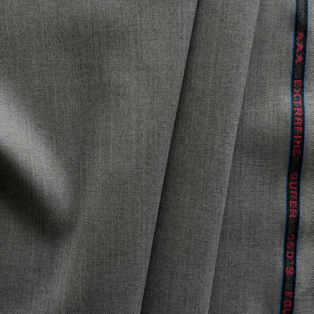 Mid-Weight Anchor Grey 150s Selvedged Wool Suiting (Made in Italy)