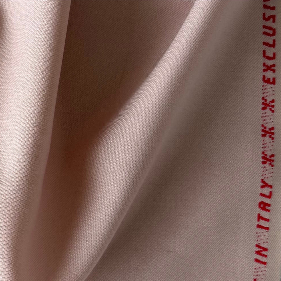 Mid-Weight Gentle Blush Selvedged Virgin Wool Gabardine Twill Suiting (Made in Italy)