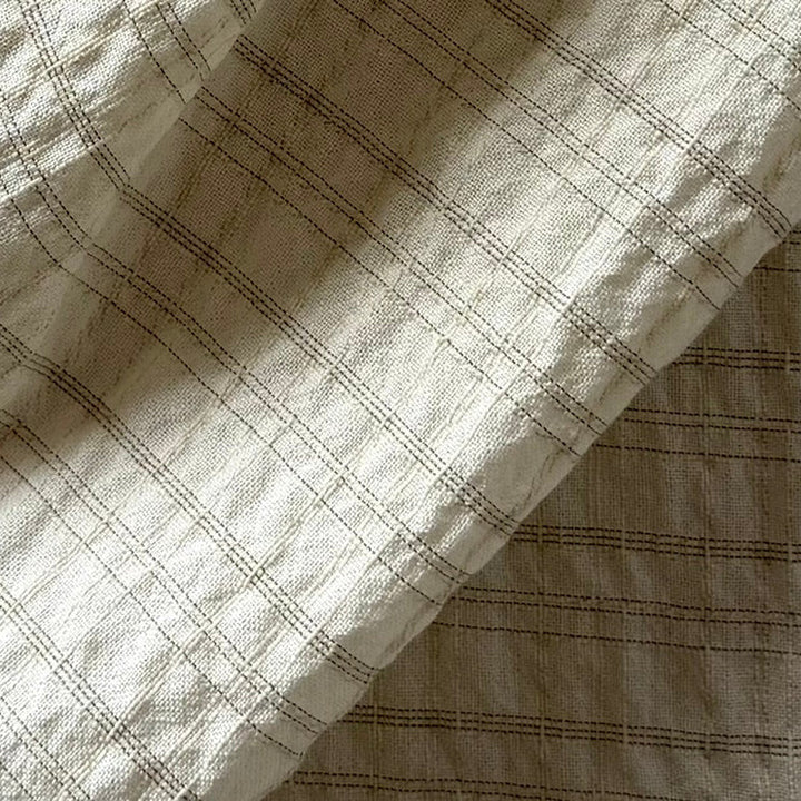 Guabello Airy Plaid Crinkled Wool & Cotton Blend (Made in Italy)
