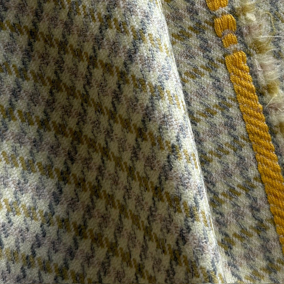 Biella Muted Butter & Ash Grey Pastel Houndstooth Woolen (Made in Italy)