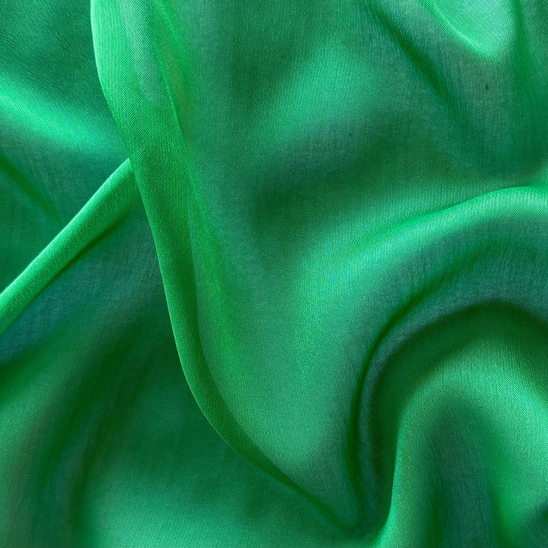 Semi-Sheer Emerald Green Two-Tone Polyester Chiffon