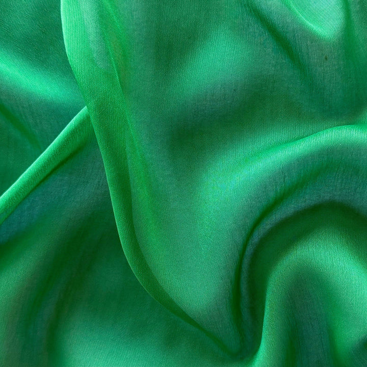 Semi-Sheer Emerald Green Two-Tone Polyester Chiffon
