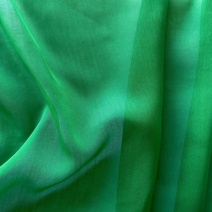 Semi-Sheer Emerald Green Two-Tone Polyester Chiffon