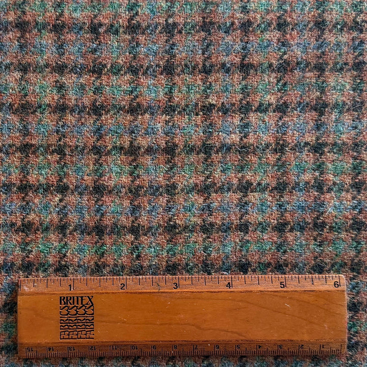 Mid-Weight Autumnal Checked Pumpkin & Pine Shetland Wool (Made in Italy)