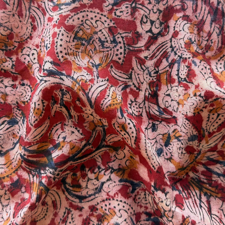 Rusted Terreacotta Traditional Block Print Cotton Lawn (Made in India)