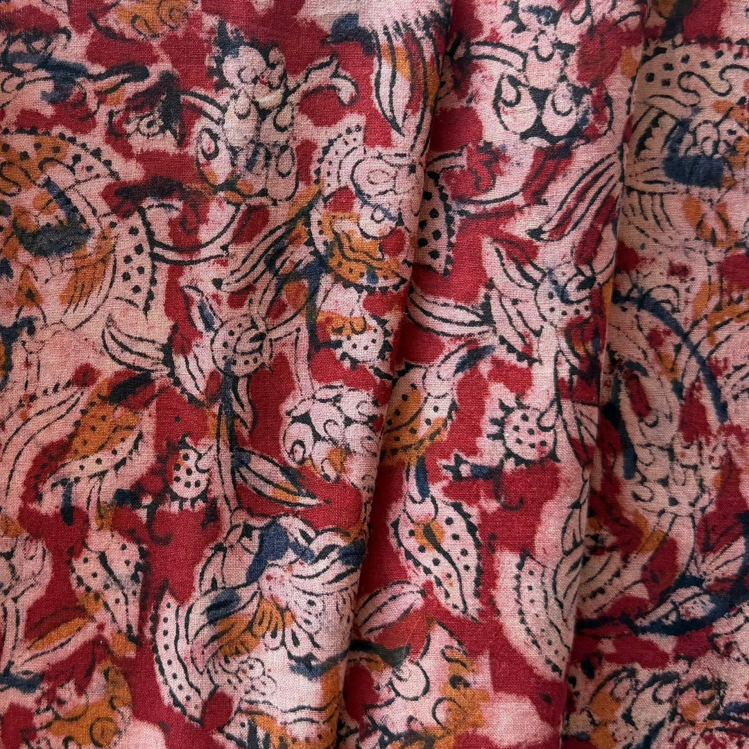 Rusted Terreacotta Traditional Block Print Cotton Lawn (Made in India)