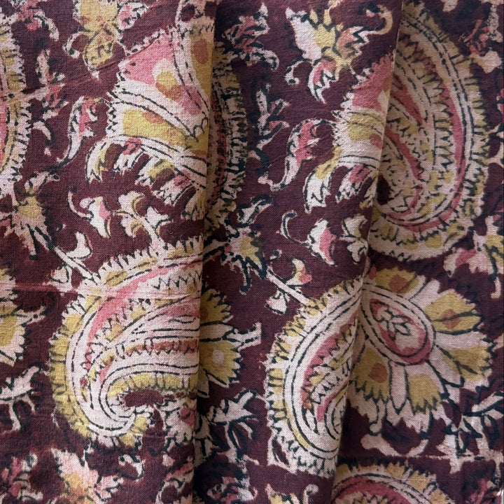 Cordovan Paisley Block Print Cotton Lawn (Made in India)