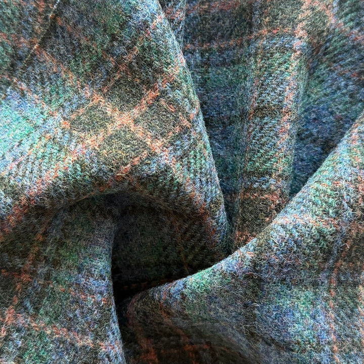 Mid-Weight Sauve Stone, Evergreen & Terra Cotta Plaid Woolen (Made in Italy)