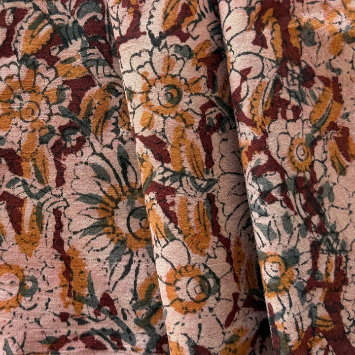 Brick Floral Block Print Cotton Lawn (Made in India)