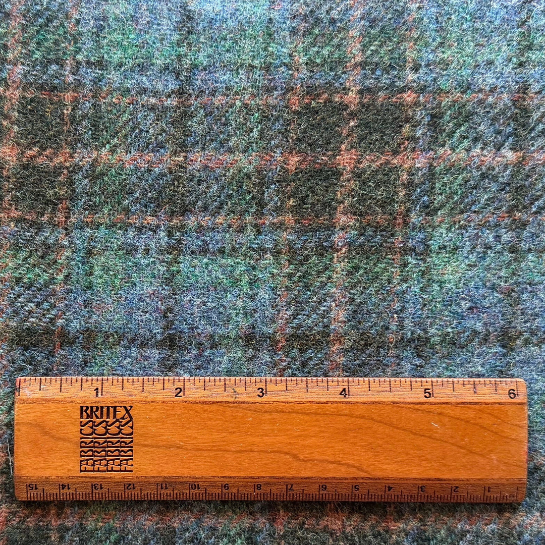 Mid-Weight Sauve Stone, Evergreen & Terra Cotta Plaid Woolen (Made in Italy)