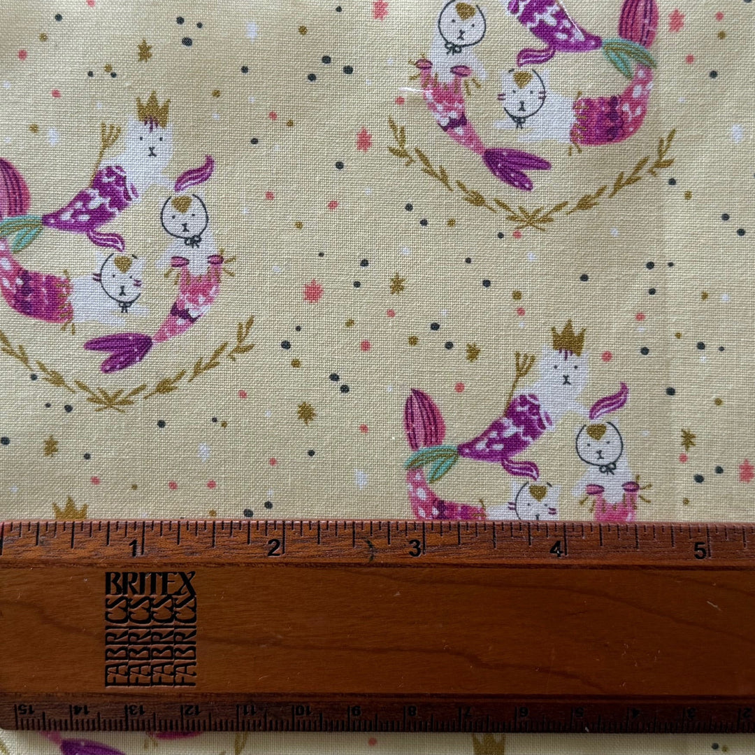 Mermaid Hair, Don't Care Pale Moon Metallic Quilting Cotton (Made in Japan)