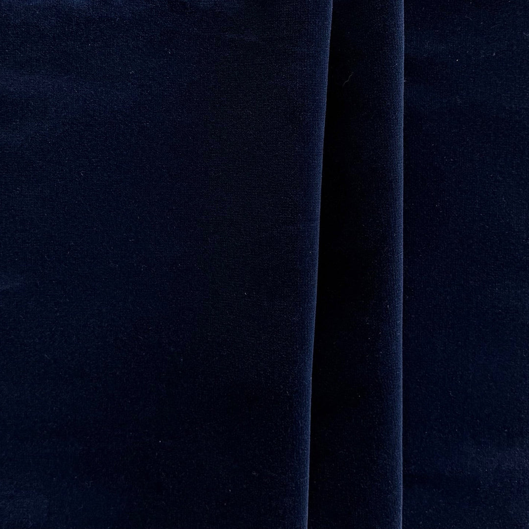 High-End India Ink Blue Lush Cotton & Rayon Velvet (Made in Italy)