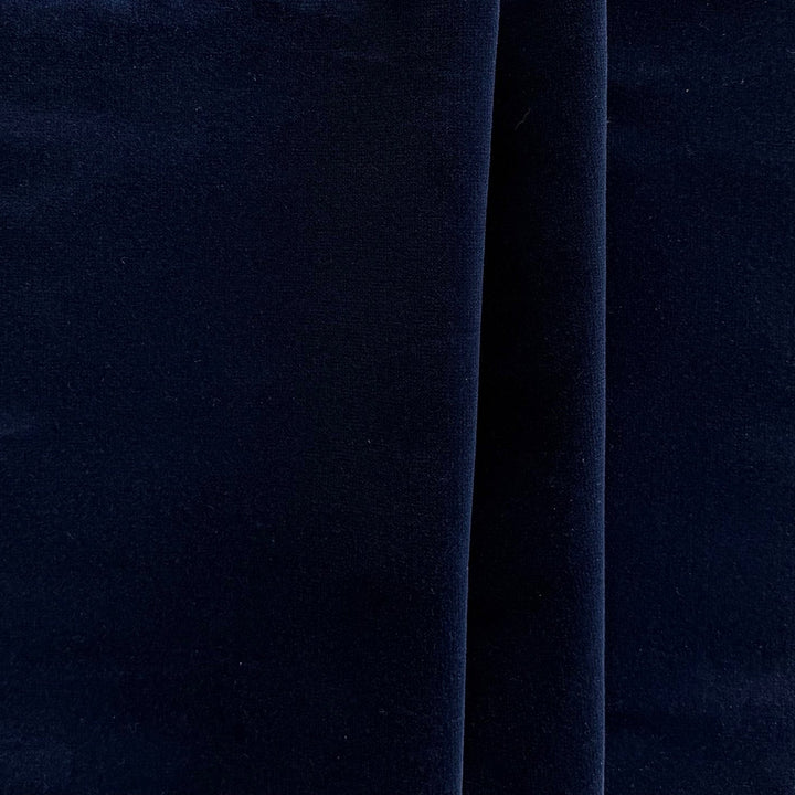 High-End India Ink Blue Lush Cotton & Rayon Velvet (Made in Italy)
