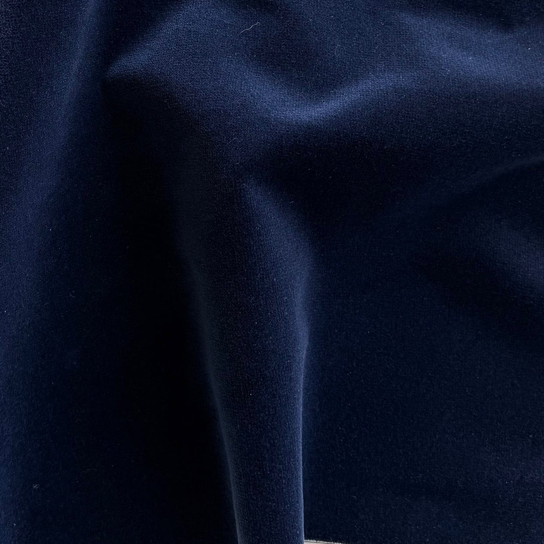 High-End India Ink Blue Lush Cotton & Rayon Velvet (Made in Italy)